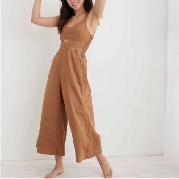 aerie Pants - Aerie Brown Sleeveless Wide leg  Jumpsuit size Medium